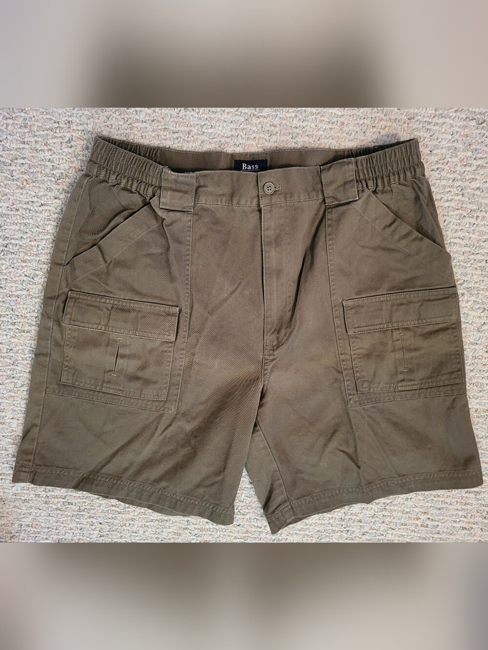 Bass Olive Green Casual Cargo Shorts, 36 Waist